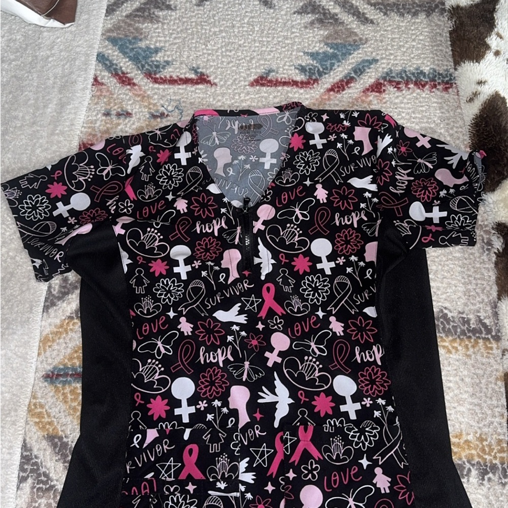 Breast cancer awareness scrub top some medical scrub women